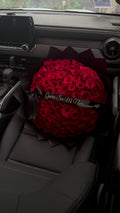 Premium 100 red rose Bouquet With Black Paper Custom Lettering