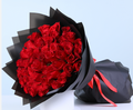 Premium Fresh 50 Red Rose Bouquet with black wrapping paper