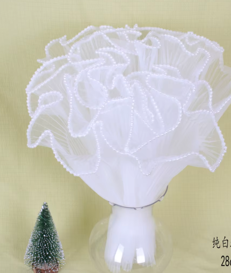 Hot Selling Frilly Bouquet Packaging Mesh Fixed Mesh Waterproof Diy Bouquet with Pearl Gauze
