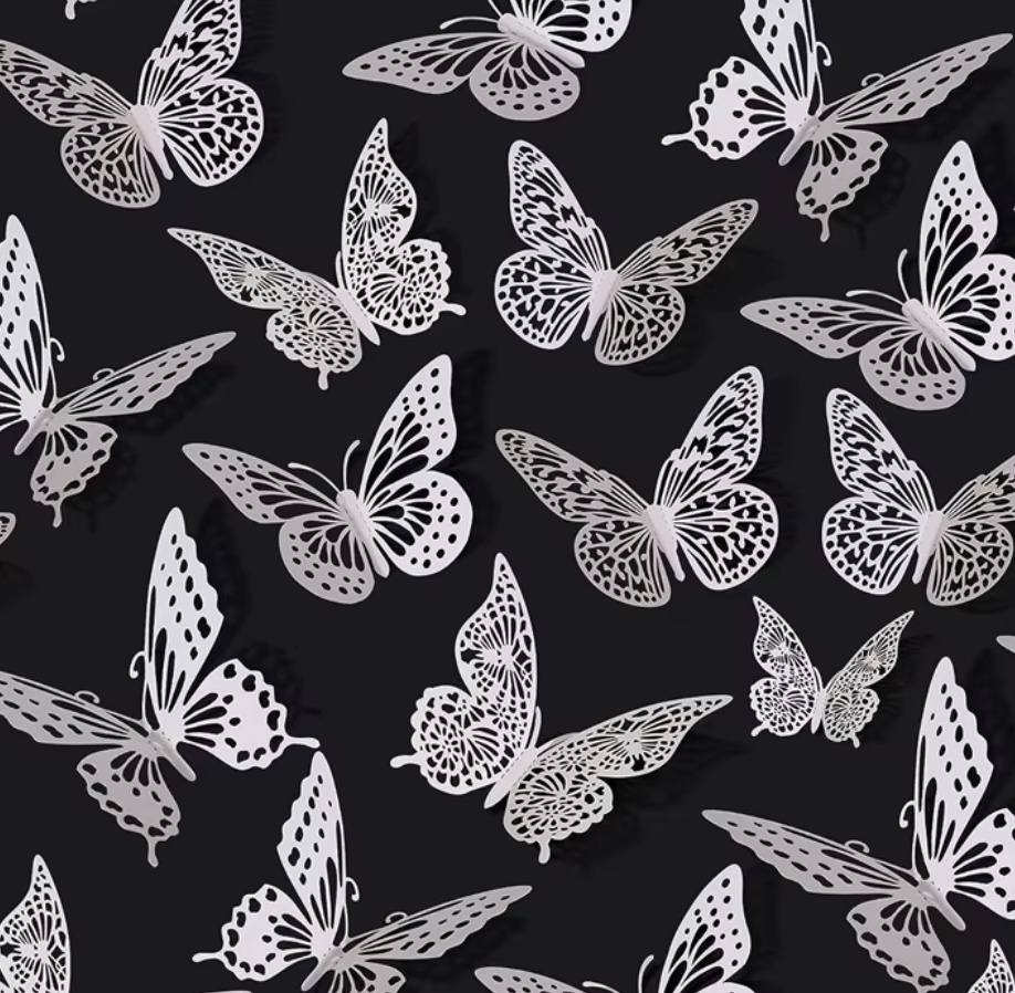 Hot Sale 12pcs 3D Butterfly Wall Decor Sier & Gold Foil Butterfly Decorations for Weddings & Birthday Parties Home Decorations
